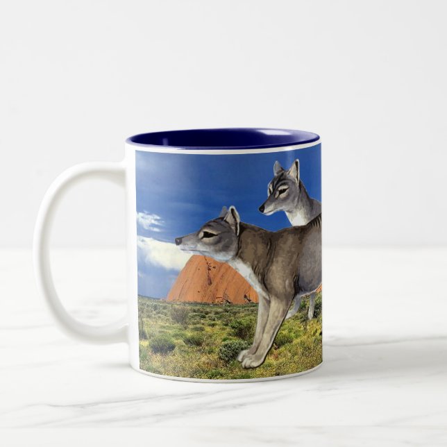 De Café Em Dois Tons Caneca tasmaniana do tigre (Esquerda)