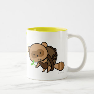 De Café Em Dois Tons Caneca - TeaKettle Tanuki com folhas