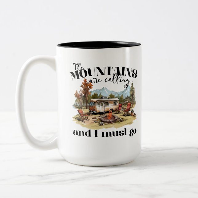De Café Em Dois Tons Caneca The Mountains are Calling (Esquerda)
