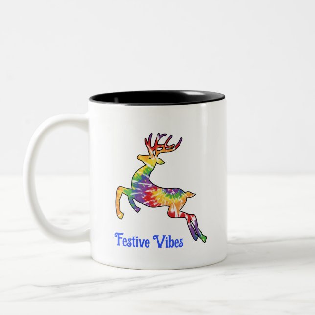 De Café Em Dois Tons Caneca Tie Dye Rena Festiva (Esquerda)