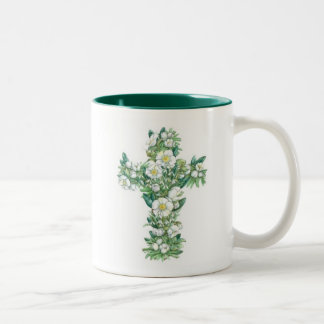 De Café Em Dois Tons Caneca transversal - flores do inverno