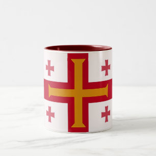 De Café Em Dois Tons Caneca transversal vermelha e alaranjada