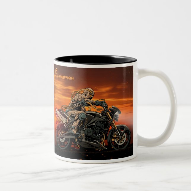 De Café Em Dois Tons Caneca tripla da motocicleta (Direita)