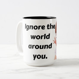 De Café Em Dois Tons Caneca Two-Tone Estilo Anime 'Ignore o Mundo'