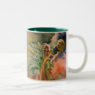 De Café Em Dois Tons Caneca Unfurling da gratitude da aguarela da