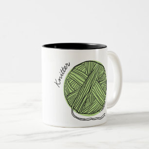 De Café Em Dois Tons Caneca verde do Knitter da bola do fio