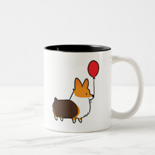 De Café Em Dois Tons Caneca vermelha   CorgiThings do balão do Corgi d