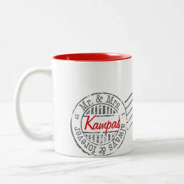 De Café Em Dois Tons Caneca vermelha da coleção do serviço postal (Esquerda)