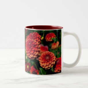 De Café Em Dois Tons Caneca vermelha das dálias