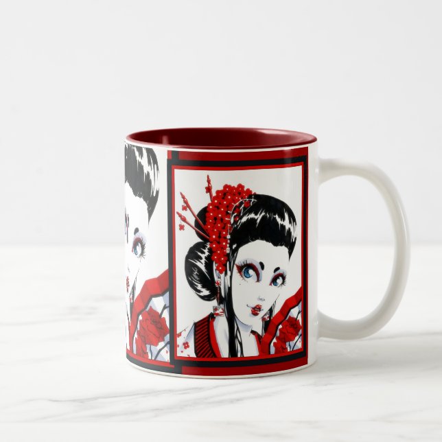 De Café Em Dois Tons Caneca vermelha e preta (Direita)