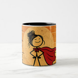 De Café Em Dois Tons Caneca Vintage Super Mãe   Presente do Dia das Mãe