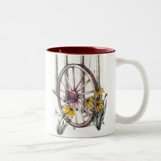 De Café Em Dois Tons Caneca Wagon Wheel (Direita)