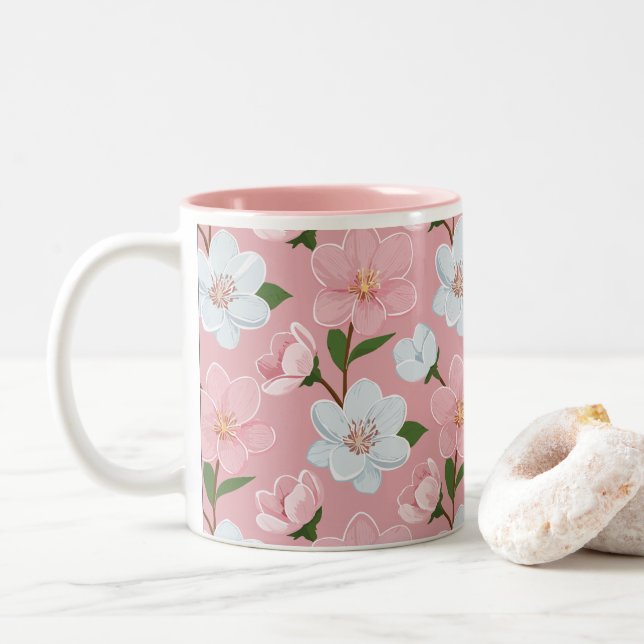 De Café Em Dois Tons Caneca Whisper of Flowers (Com Donut)
