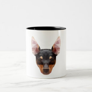 De Café Em Dois Tons Cão animal geométrico do Pinscher da caneca da