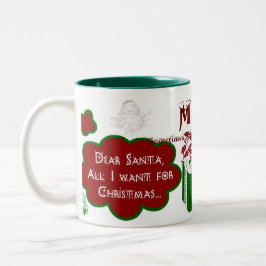 De Café Em Dois Tons Cara caneca do 2-Tom do papai noel - personalize o