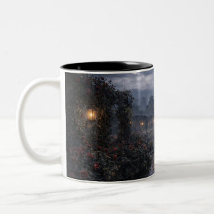 De Café Em Dois Tons Castelo do Jardim da Rosa Vermelha Caneca Preto Gó