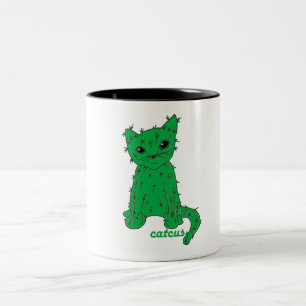 De Café Em Dois Tons Catcus: a caneca para fãs do cacto e do gato