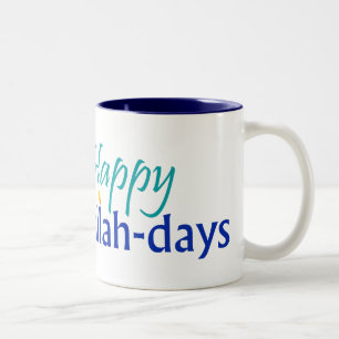 De Café Em Dois Tons Chalá-dias felizes caneca Azul-alinhada