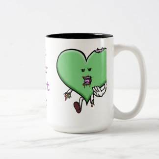 De Café Em Dois Tons Coma sua caneca do zombi do coração para fora -