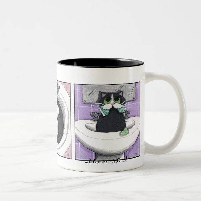De Café Em Dois Tons Comportamento disparatado #2 do banheiro - caneca (Direita)