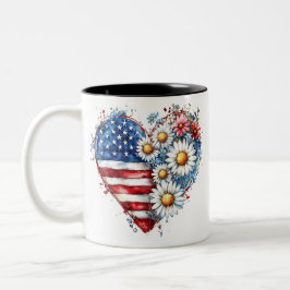 De Café Em Dois Tons Coração da flor - caneca americana