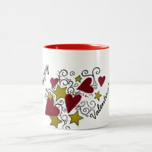 De Café Em Dois Tons Corações e caneca do feliz dia dos namorados das