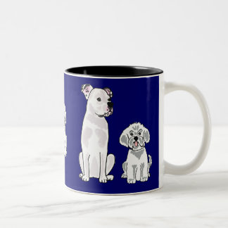 De Café Em Dois Tons CR Bichon Frise e caneca americana do buldogue