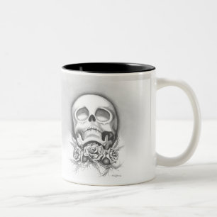 De Café Em Dois Tons Crânio & caneca dos rosas
