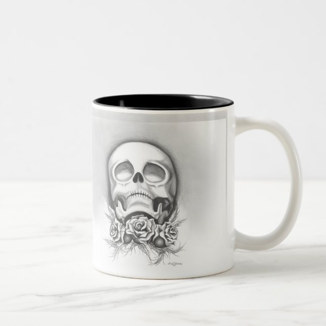 De Café Em Dois Tons Crânio & caneca dos rosas (Direita)