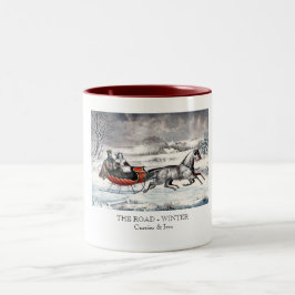 De Café Em Dois Tons Currier & Ives - caneca - a ESTRADA, INVERNO