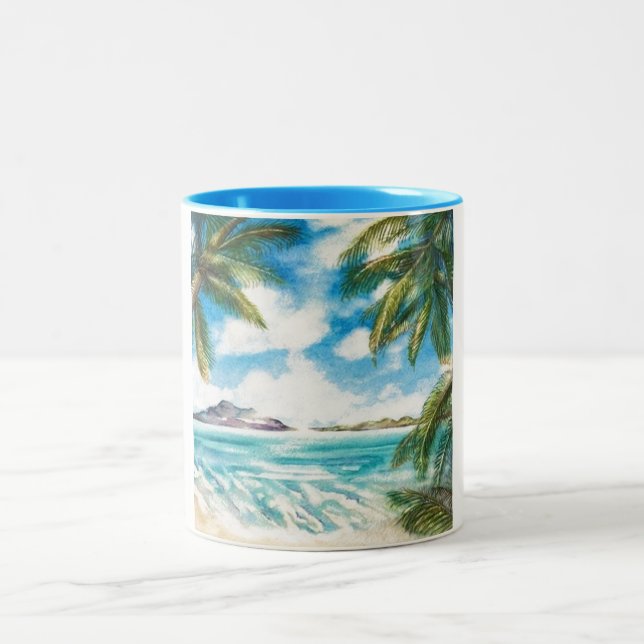 De Café Em Dois Tons Da "ilha eternidade: Caneca da costa da manhã" 11 (Centro)