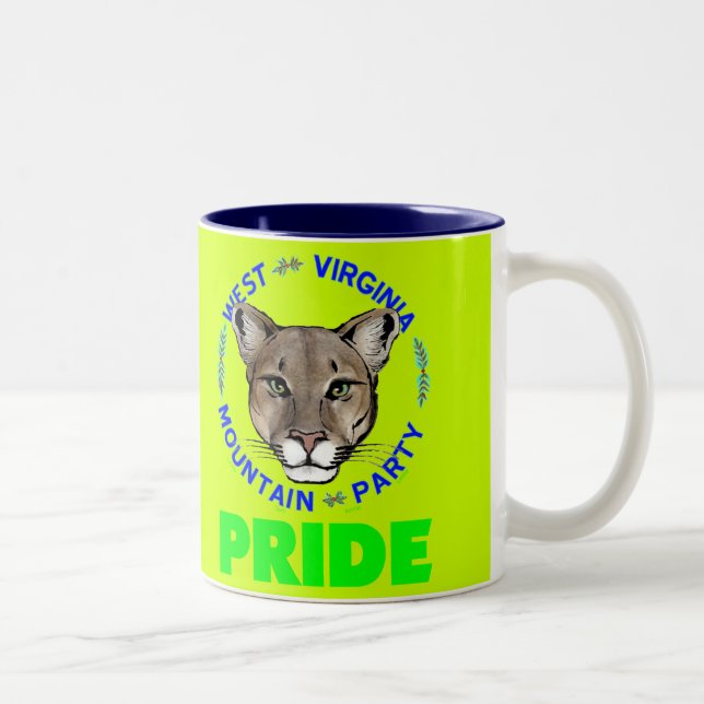 De Café Em Dois Tons Da "orgulho" 15oz do partido montanha. caneca (Direita)