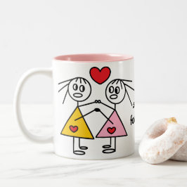 De Café Em Dois Tons Das irmãs figura adorável caneca da vara para