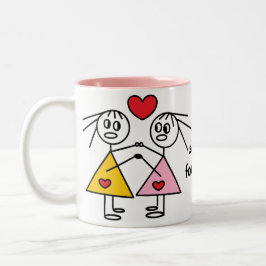 De Café Em Dois Tons Das irmãs figura adorável caneca da vara para