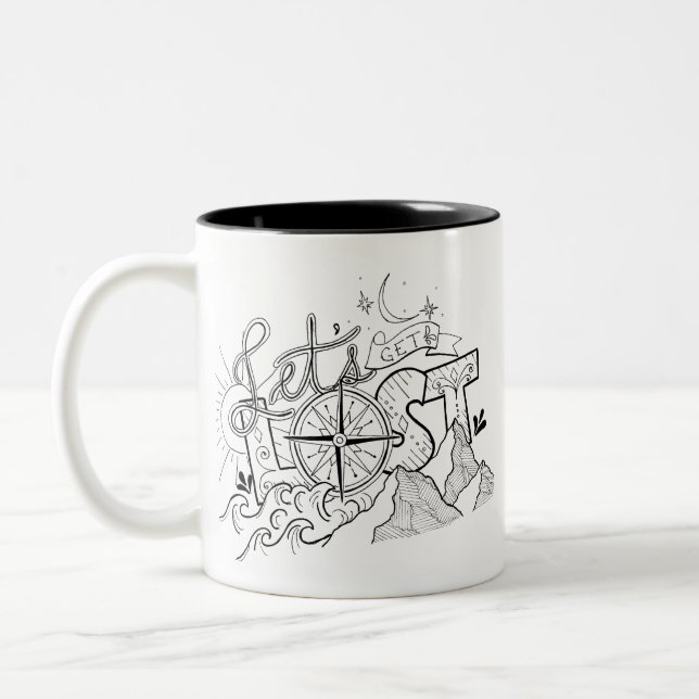 De Café Em Dois Tons Deixe-nos obter perdidos - aventure-se a caneca da (Esquerda)