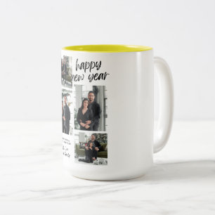 De Café Em Dois Tons Desejando um Feliz Ano Novo com Amor Caneca Famíli