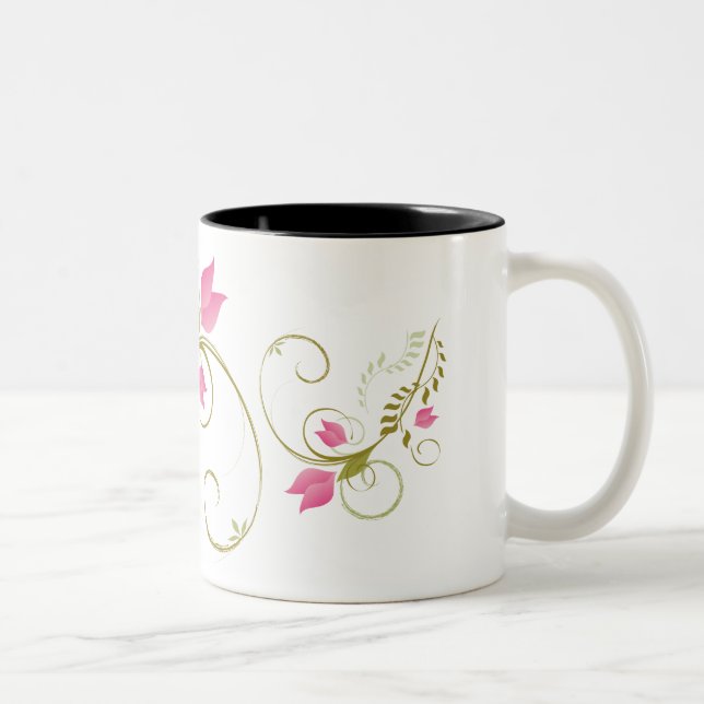 De Café Em Dois Tons Design lunático da caneca das flores (Direita)