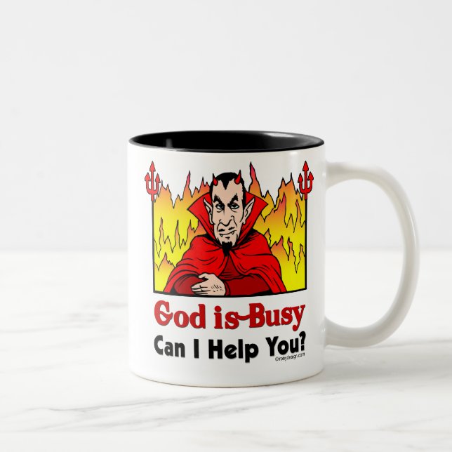 De Café Em Dois Tons Deus sou ocupado, posso eu ajudá-lo? Caneca (Direita)