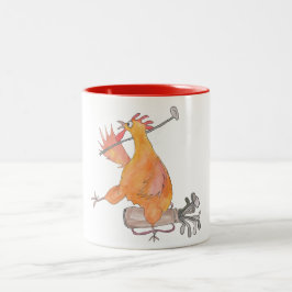 De Café Em Dois Tons Dianteiro! Caneca Golfing da galinha
