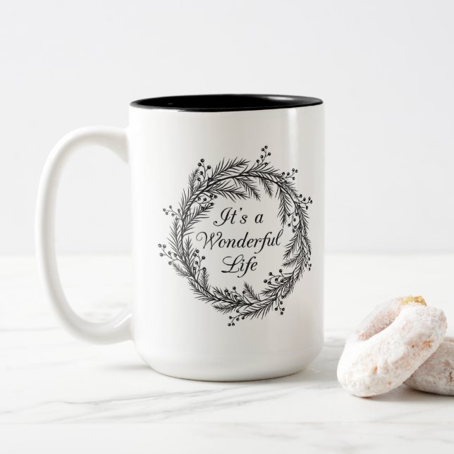 De Café Em Dois Tons É uma vida maravilhosa - caneca do Natal (Com Donut)