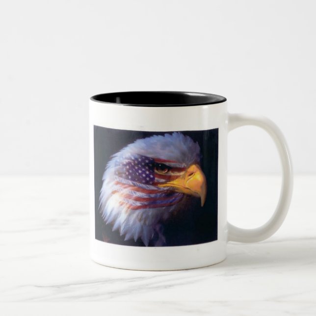 De Café Em Dois Tons EAGLE & BANDEIRA AMERICANA! CANECA 11oz (Direita)