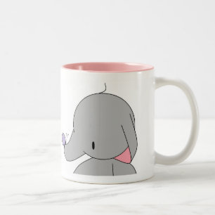 De Café Em Dois Tons elefante com caneca da borboleta