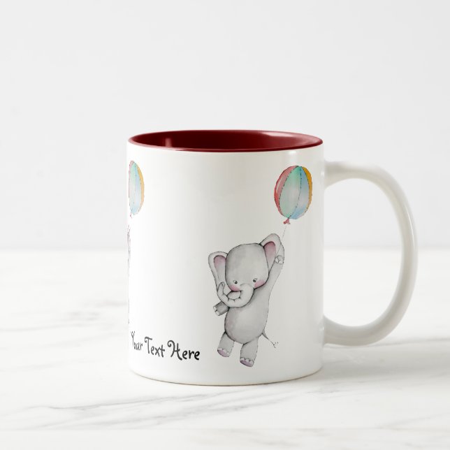 De Café Em Dois Tons Elefante do bebê com caneca do balão (Direita)