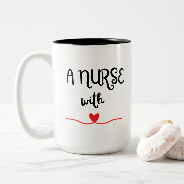 De Café Em Dois Tons Enfermeira com caneca (Com Donut)
