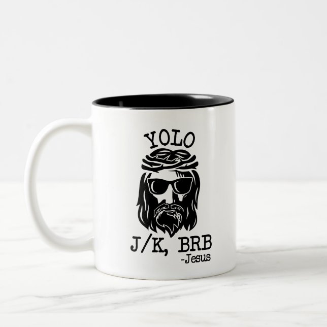 De Café Em Dois Tons Engraçado caneca Jesus (Esquerda)