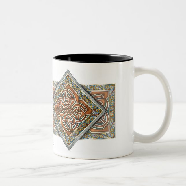 De Café Em Dois Tons Entrelace-se a caneca dos painéis (Direita)