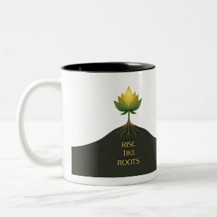De Café Em Dois Tons Erga-se Como Raízes – Caneca Clássica Minimalista,