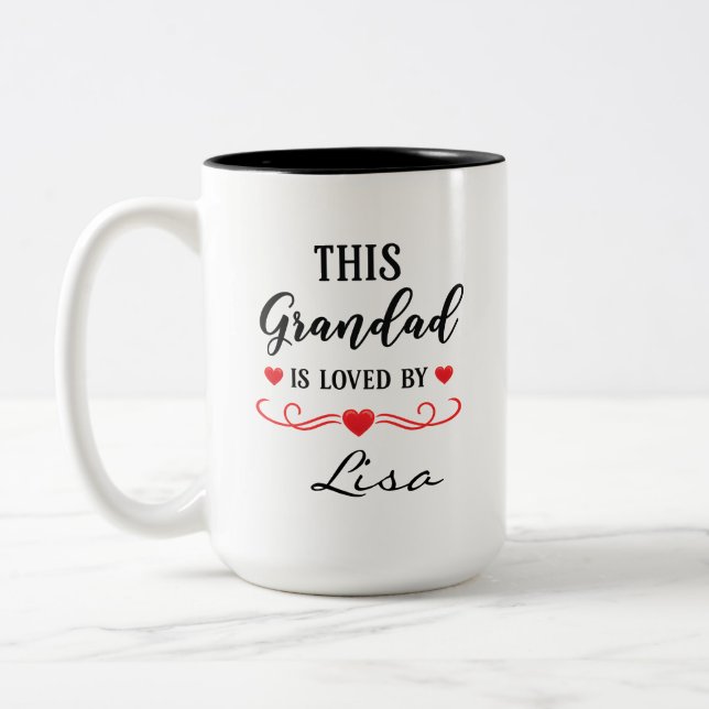 De Café Em Dois Tons Esta Caneca Personalizada Avô É Amado Presente par (Esquerda)