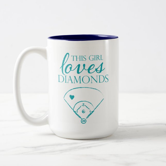 De Café Em Dois Tons Esta menina ama a caneca do basebol/softball dos (Esquerda)