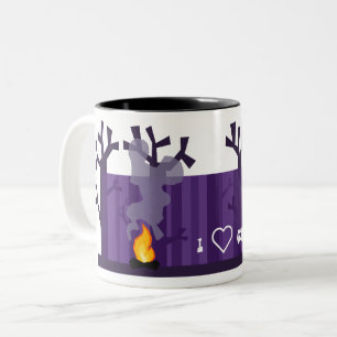De Café Em Dois Tons Eu adoro acampar caneca